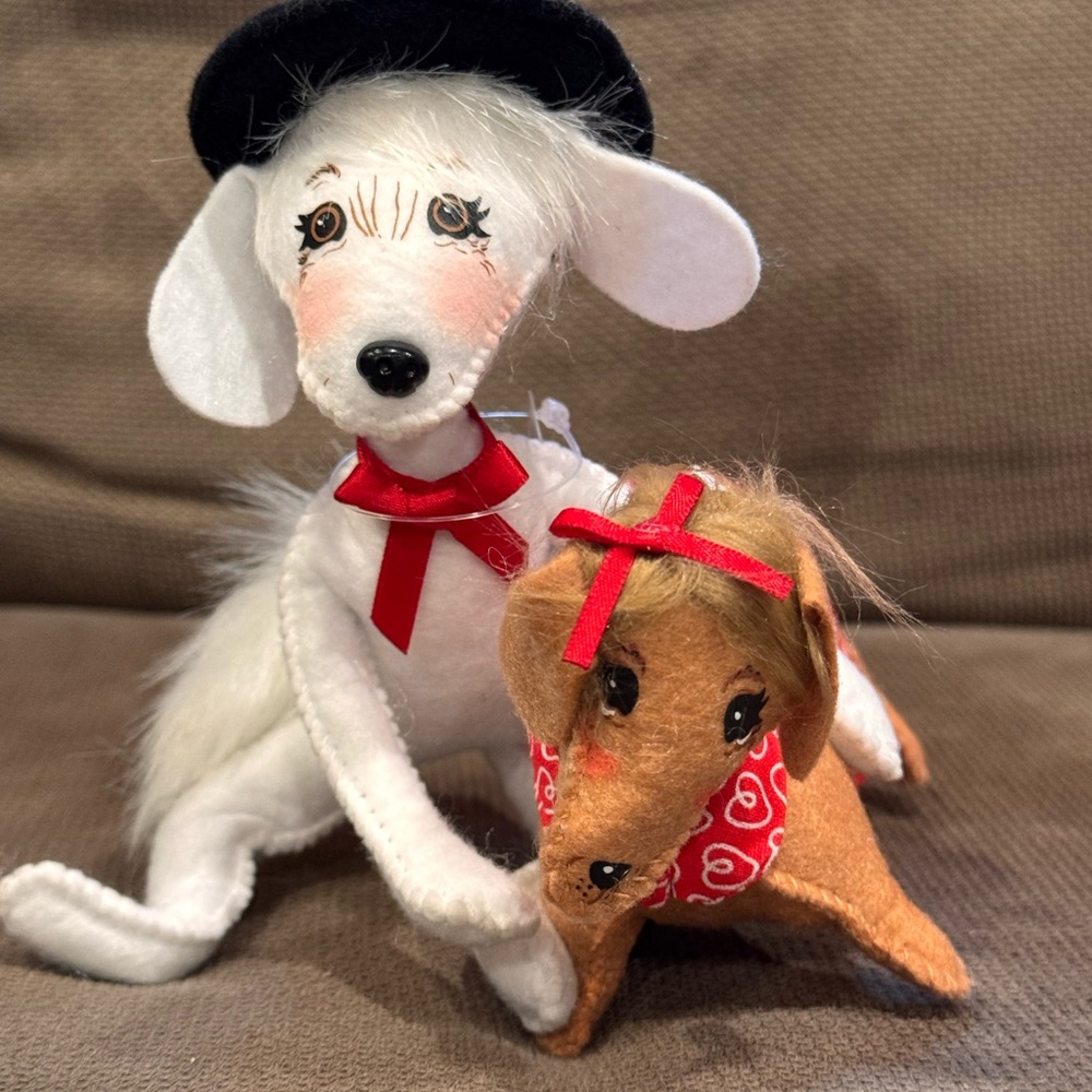 Charming White and Brown Dog Plush Set